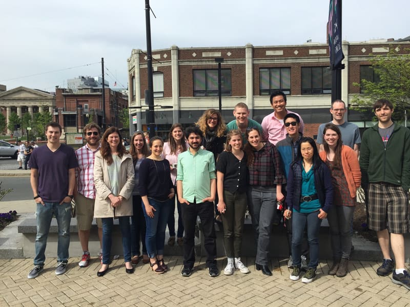 The Churchman Lab gathered outside JP Licks for Seth’s farewell