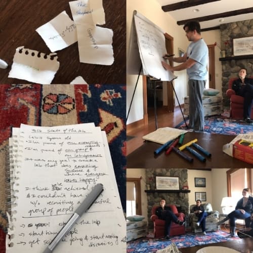 Chalk talks and notes inside the 2016 retreat house
