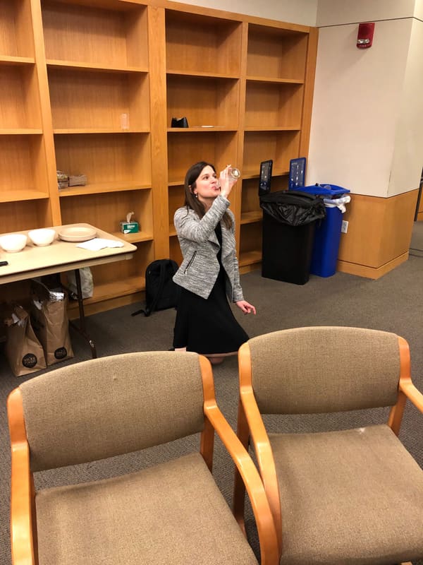 Heather celebrating after her thesis defense