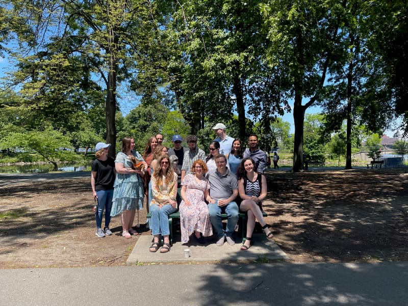 Friends and lab members gathered for Katja’s baby shower